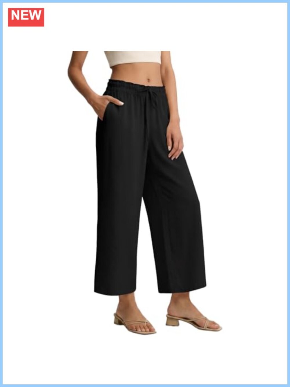 Women's Wide Leg Palazzo Pants High Waist Elastic Waistband with Pockets